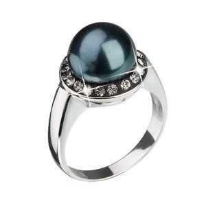 Evolution Group Stříbrný prsten s krystaly a zelenou perlou 35021.3 tahiti obraz