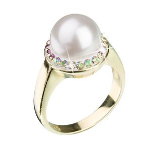 Evolution Group Stříbrný prsten s krystaly Swarovski a perlou bílý luminous green 35021.6 obraz