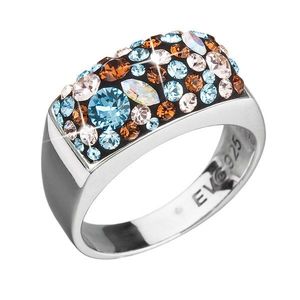 Evolution Group Stříbrný prsten s krystaly Swarovski modrý 35014.3 obraz