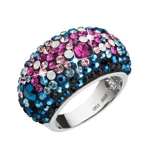 Evolution Group Stříbrný prsten s krystaly Swarovski mix barev modrá růžová 35028.4 obraz