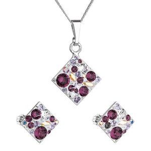 Evolution Group Sada šperků s krystaly Swarovski náušnice, řetízek a přívěsek fialový kosočtverec 39126.3 amethyst obraz