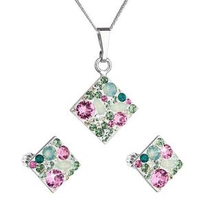 Evolution Group Sada šperků s krystaly Swarovski náušnice, řetízek a přívěsek zelený kosočtverec 39126.3 chrysolite obraz