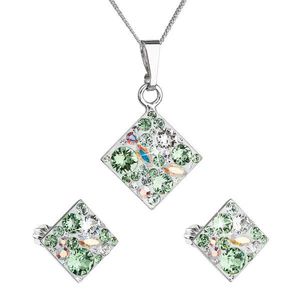 Evolution Group Sada šperků s krystaly Swarovski náušnice, řetízek a přívěsek zelený kosočtverec 39126.3 peridot obraz