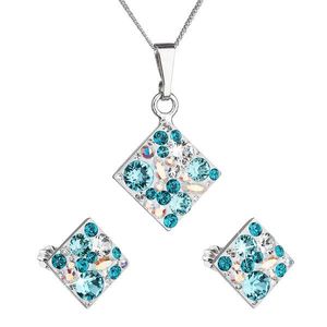 Evolution Group Sada šperků s krystaly Swarovski náušnice, řetízek a přívěsek modrý kosočtverec 39126.3 turquoise obraz