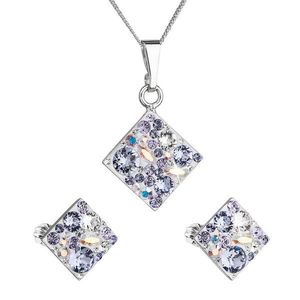 Evolution Group Sada šperků s krystaly Swarovski náušnice, řetízek a přívěsek fialový kosočtverec 39126.3 violet obraz