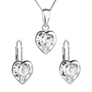 Evolution Group Sada šperků s krystaly Swarovski náušnice, řetízek a přívěsek bílé srdce 39141.1 obraz