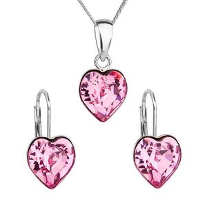 Evolution Group Sada šperků s krystaly Swarovski náušnice, řetízek a přívěsek růžové srdce 39141.3 obraz