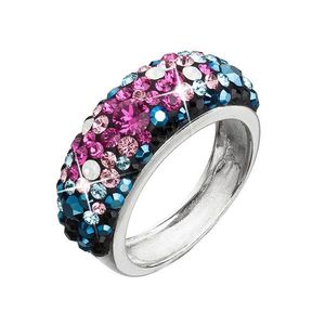 Evolution Group Stříbrný prsten s krystaly Swarovski mix barev modrá růžová 35031.4 galaxy obraz