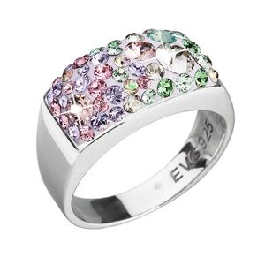 Evolution Group Stříbrný prsten s krystaly Swarovski mix barev fialová zelená růžová 35014.3 sakura obraz