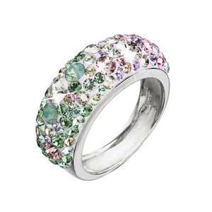 Evolution Group Stříbrný prsten s krystaly Swarovski mix barev fialová zelená růžová 35031.3 sakura obraz