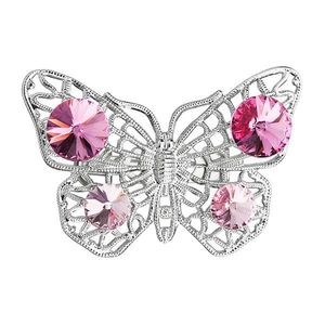 Evolution Group Brož bižuterie se Swarovski krystaly růžový motýl 58002.3 obraz