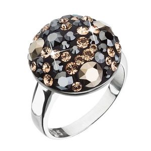 Evolution Group Stříbrný prsten s krystaly Swarovski černo zlatý 35034.4 colorado obraz