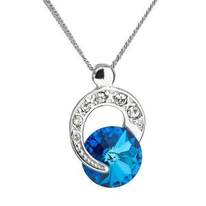 Evolution Group Stříbrný náhrdelník s krystalem Swarovski modrý kulatý 32048.5 obraz