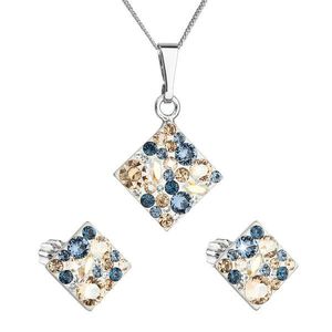 Evolution Group Sada šperků s krystaly Swarovski náušnice a přívěsek mix barev kosočtverec 39126.3 denim blue obraz