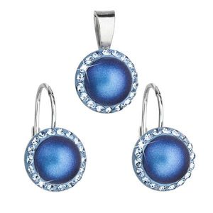 Evolution Group Sada šperků s krystaly Swarovski náušnice a přívěsek s tmavě modrou matnou perlou kulaté 39091.3 obraz