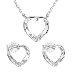 Evolution Group Sada šperků se zirkonem náušnice a náhrdelník bílé srdce 19019.1 obraz