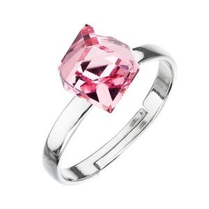 Evolution Group Stříbrný prsten s krystaly růžová kostička 35011.3 obraz