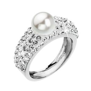 Evolution Group Stříbrný prsten s krystaly a perlou 35032.1 obraz