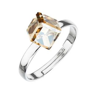 Evolution Group Stříbrný prsten s krystaly zlatá kostička 35011.5 obraz