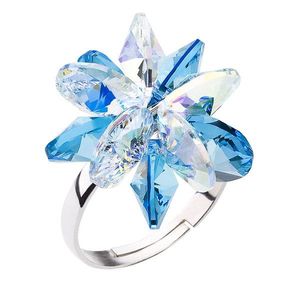 Evolution Group Stříbrný prsten s krystaly Swarovski modrá kytička 35024.3 obraz