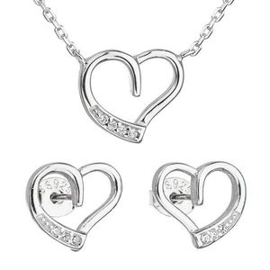 Evolution Group Sada šperků se zirkonem náušnice a náhrdelník bílé srdce 19009.1 obraz