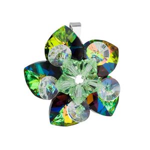 Evolution Group Stříbrný přívěsek s krystalem Swarovski zelená květina 34072.5 obraz
