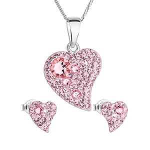 Evolution Group Sada šperků s krystaly Swarovski náušnice a přívěsek růžová srdce 39170.3 light rose obraz