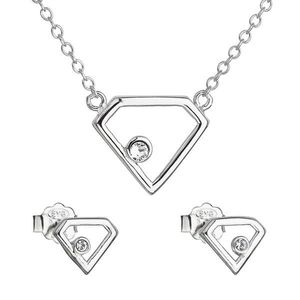 Evolution Group Sada šperků s krystaly Swarovski náušnice a náhrdelník bílý trojúhelník 39165.1 obraz