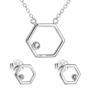 Evolution Group Sada šperků s krystaly Swarovski náušnice a náhrdelník bílý hexagon 39166.1 obraz