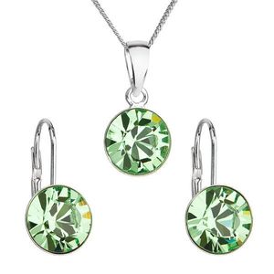 Evolution Group Sada šperků s krystaly Swarovski náušnice, řetízek a přívěsek zelené kulaté 39140.3 peridot obraz