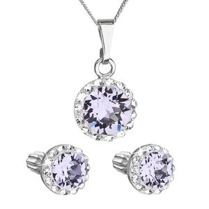 Evolution Group Sada šperků s krystaly Swarovski náušnice, řetízek a přívěsek fialové kulaté 39352.3 violet obraz