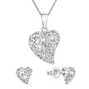 Evolution Group Sada šperků s krystaly Swarovski náušnice a přívěsek bílé srdce 79035.1 obraz