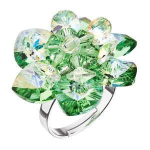 Evolution Group Stříbrný prsten s krystaly Swarovski zelená kytička 75001.3 obraz