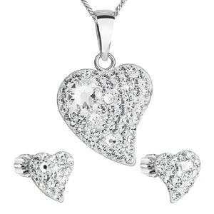 Evolution Group Sada šperků s krystaly Swarovski náušnice, řetízek a přívěsek bílé srdce 39170.1 obraz