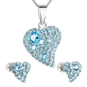 Evolution Group Sada šperků s krystaly Swarovski náušnice, řetízek a přívěsek modré srdce 39170.3 obraz