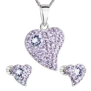 Evolution Group Sada šperků s krystaly Swarovski náušnice, řetízek a přívěsek fialové srdce 39170.3 obraz