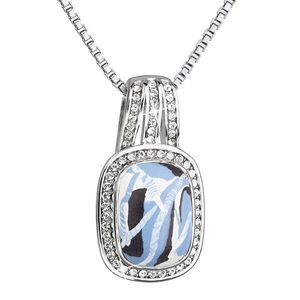 Evolution Group Stříbrný náhrdelník obdélník modrobílý mramor se Swarovski krystaly 72065.1 obraz
