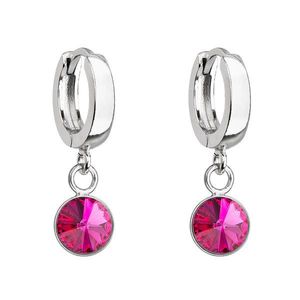 Evolution Group Stříbrné visací náušnice kroužky se Swarovski krystalem 31300.3 fuchsia obraz