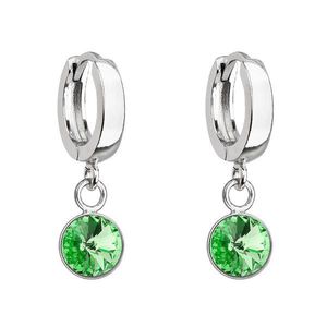 Evolution Group Stříbrné visací náušnice kroužky se Swarovski krystalem 31300.3 peridot obraz