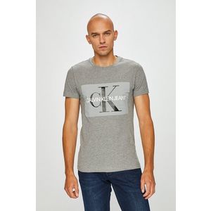 Šedé pánské tričko s potiskem Calvin Klein Jeans obraz