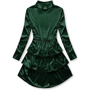 Zelené sametové šaty s volány obraz