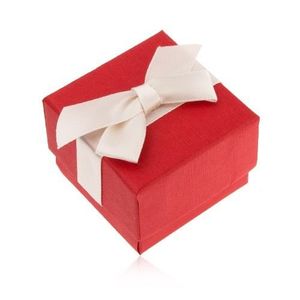 Matná červená krabička na prsten, přívěsek a náušnice, krémová mašle obraz