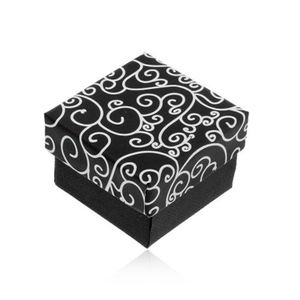 Černobílá krabička na náušnice, přívěsek nebo prsten - zatočený vzor obraz