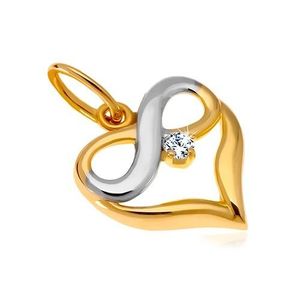 Diamantový zlatý přívěsek 585 - dvoubarevné srdce, symbol nekonečna, briliant obraz