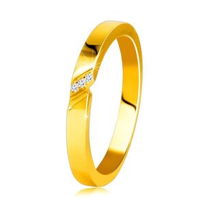 Diamantový prsten ve 14K žlutém zlatě - prsten s jemným zářezem, čiré brilianty - Velikost: 49 obraz