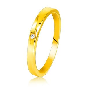 Diamantový prsten ze žlutého 585 zlata - jemně zkosená ramena, čirý briliant - Velikost: 49 obraz