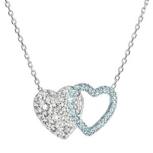 Evolution Group Stříbrný náhrdelník dvojité srdce se Swarovski krystaly 32079.3 aqua obraz