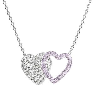 Evolution Group Stříbrný náhrdelník dvojité srdce se Swarovski krystaly 32079.3 violet obraz