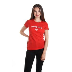 Tommy Jeans dámské červené tričko Essential obraz