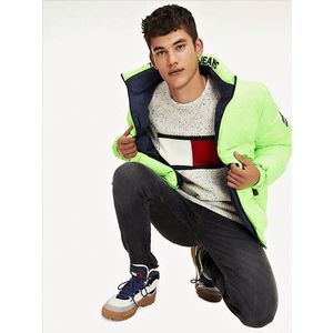 Tommy Jeans pánská zelená oboustranná bunda Reversible obraz